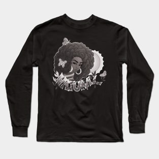 Black and White Natural | Black Woman Art Long Sleeve T-Shirt